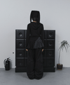Tansanmagnesium Button Hood Layered One-Piece