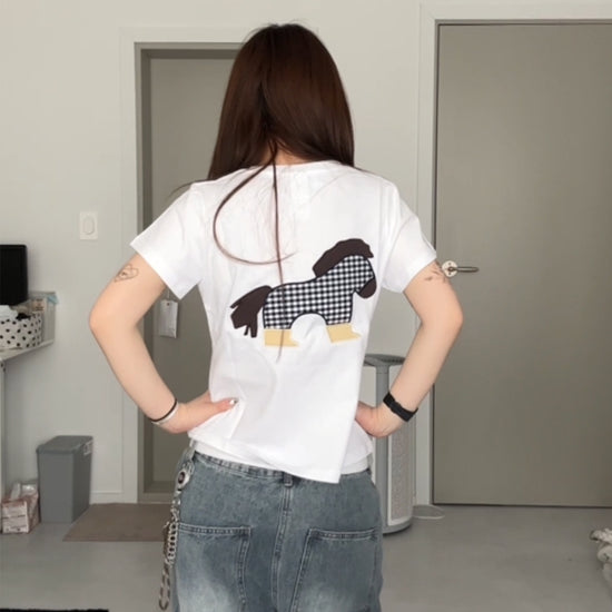 Tansanmagnesium (5/20 Pre-Order) Pony Appliqué T-Shirt (White)
