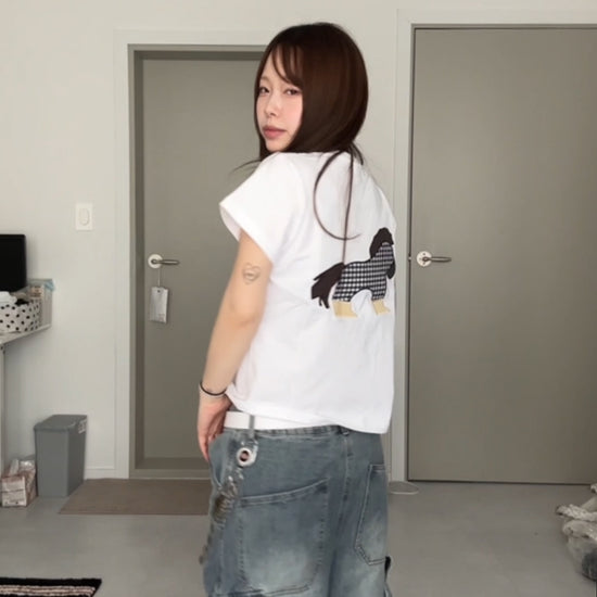 Tansanmagnesium (5/20 Pre-Order) Pony Appliqué T-Shirt (White)