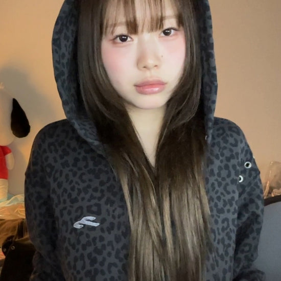 Tansanmagnesium (5/8 Pre-Order) Jooyoung x Tansanmagnesium Hoodie Zip-Up Leopard Charcoal