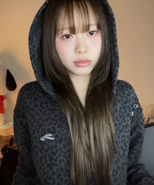 Tansanmagnesium (5/8 Pre-Order) Jooyoung x Tansanmagnesium Hoodie Zip-Up Leopard Charcoal