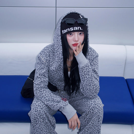 Tansanmagnesium Jooyoung X Tansanmagnesium Hoodie Zip-Up Leopard Grey