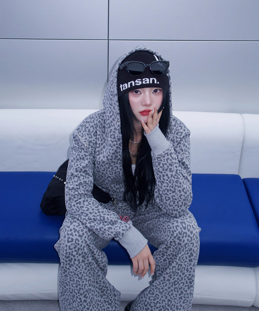 Tansanmagnesium Jooyoung X Tansanmagnesium Hoodie Zip-Up Leopard Grey