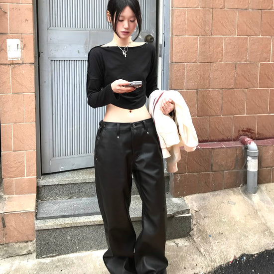 Tansanmagnesium Sullano X Tansan Drop Back Pocket Leather Pants