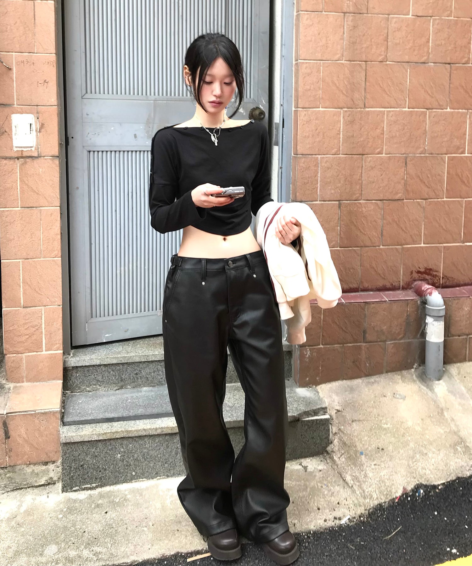 Tansanmagnesium Sullano X Tansan Drop Back Pocket Leather Pants