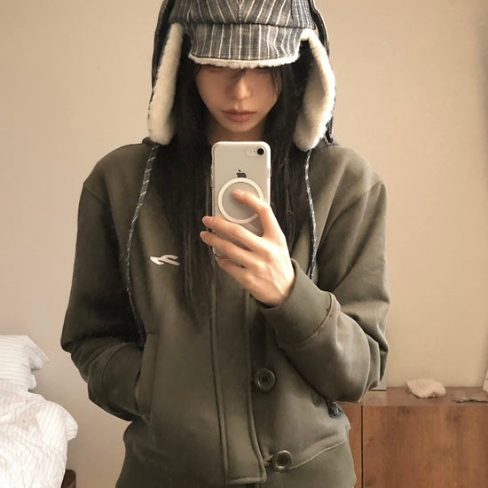 Tansanmagnesium Big Button Pony Hotfix Hoodie Zip-Up