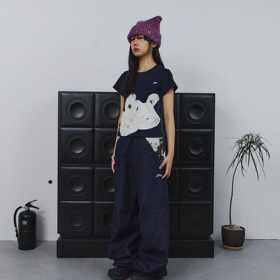Tansanmagnesium (5/12 Pre-Order) Rabbit Button T-Shirt (Navy)