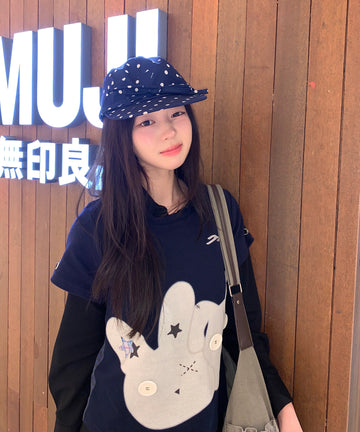 Tansanmagnesium (5/12 Pre-Order) Rabbit Button T-Shirt (Navy)