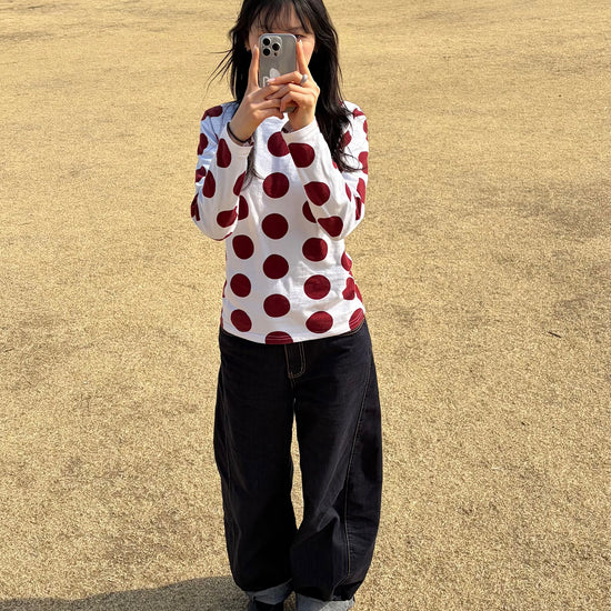 Tansanmagnesium Dot Pattern Long Sleeve