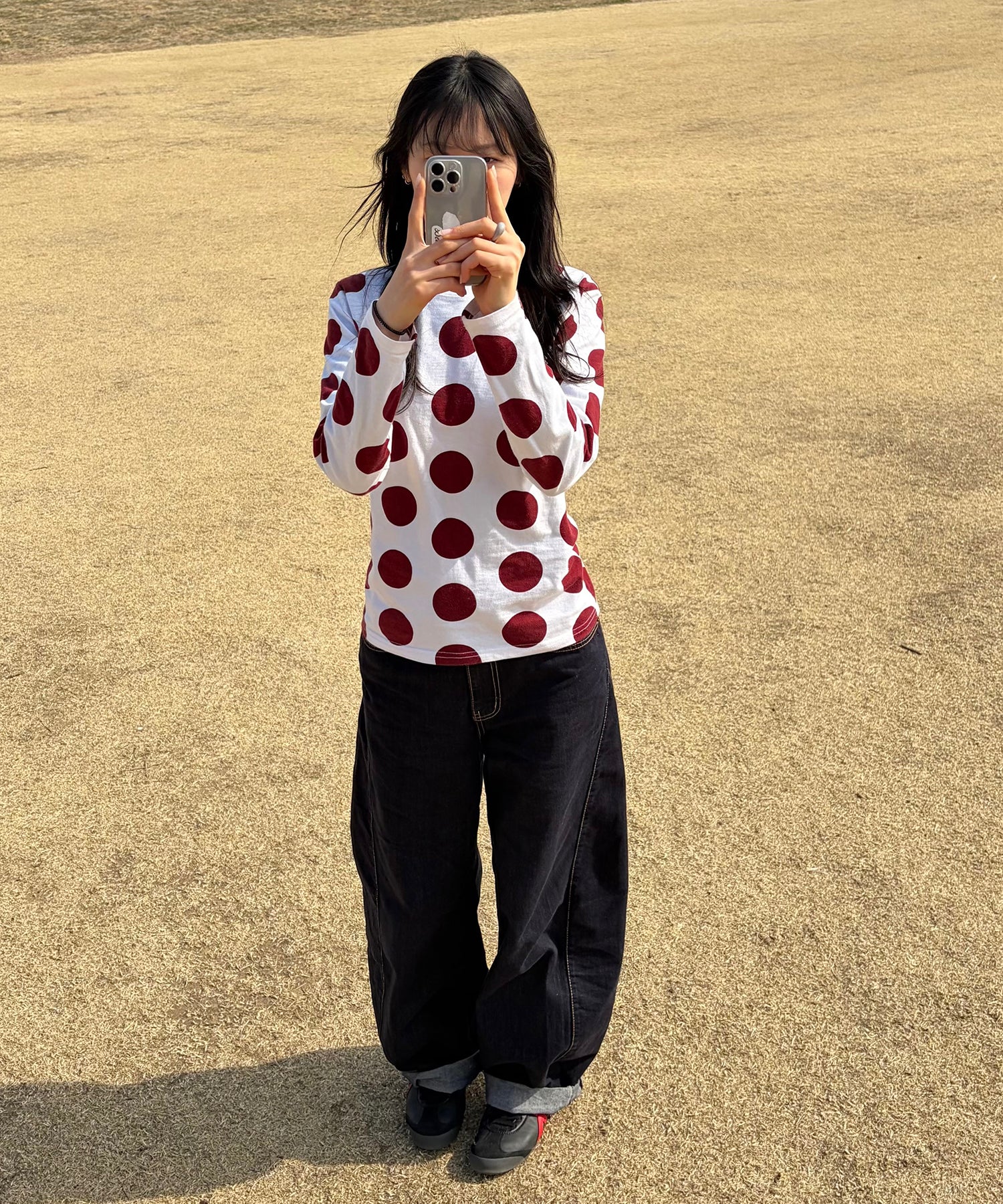 Tansanmagnesium Dot Pattern Long Sleeve