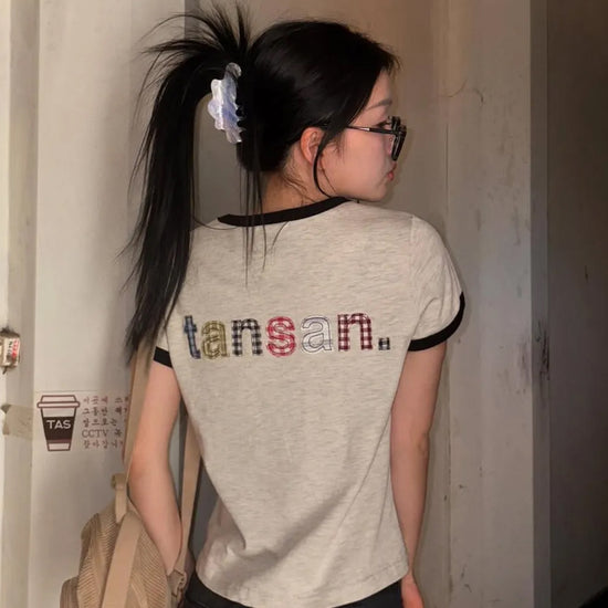 Tansanmagnesium (5/12 Pre-Order) Tansanmagnesium Appliqué Ringer T-Shirt (Ivory)