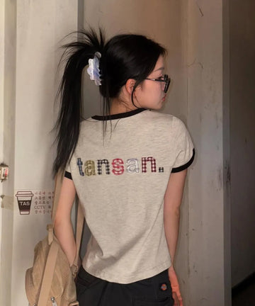 Tansanmagnesium (5/12 Pre-Order) Tansanmagnesium Appliqué Ringer T-Shirt (Ivory)