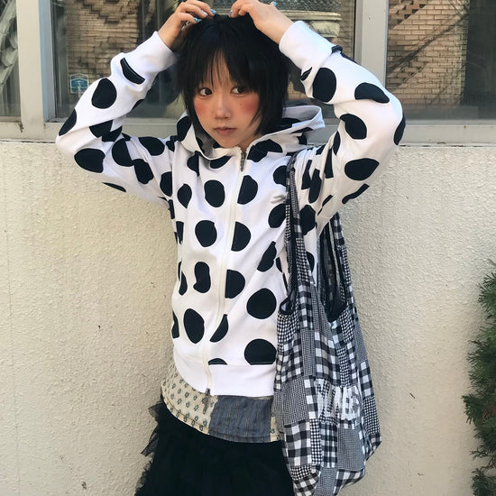 Tansanmagnesium Dot Pattern Hoodie Zip-Up