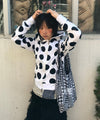 Tansanmagnesium Dot Pattern Hoodie Zip-Up