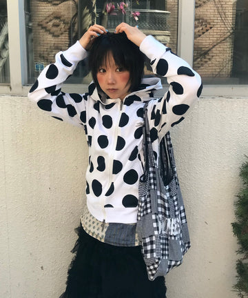 Tansanmagnesium Dot Pattern Hoodie Zip-Up