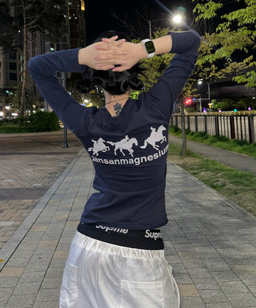 Tansanmagnesium Horse Rabbit Long Sleeve (Navy)